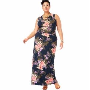 V-Neck Maxi Dress by Jessica London in Navy Shadow